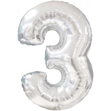 Balloon Foil - Number 3 Silver
