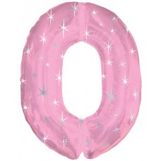 Balloon Foil - Number 0 Pink Sparkle