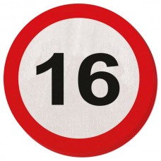 Napkins Traffic Sign 16th Birthday 20's