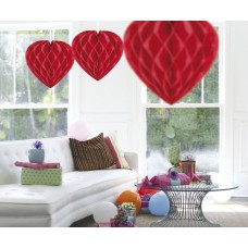 Honeycomb Paper Heart Red 30cm