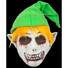 Evil Elf Face Mask with velvet green hat