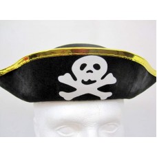 Hat Pirate Felt Black & Gold