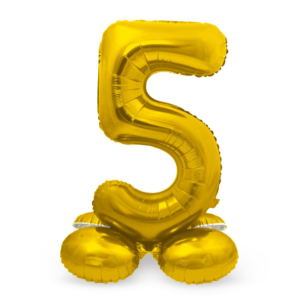 NUMBER 5 GOLD FOIL BALLOON WITH BASE - 72CM