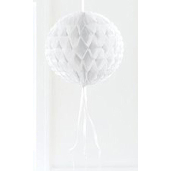 WHITE HANGING HONEYCOMB BALL - 30CM