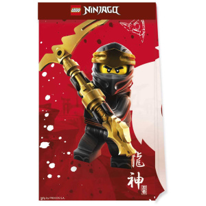 4 X LEGO NINJAGO PAPER COMPOSTABLE PARTY BAGS