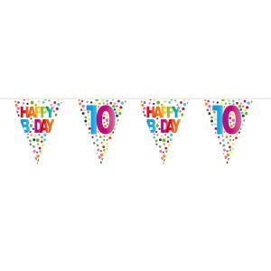 10TH BIRTHDAY POLKA DOTS TRIANGLE BUNTING - 10M