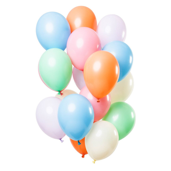 15 X PASTEL MULTICOLOURED BALLOON SET - 30CM