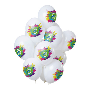 12 X NUMBER 5 COLOR SPLASH BALLOONS - 30CM