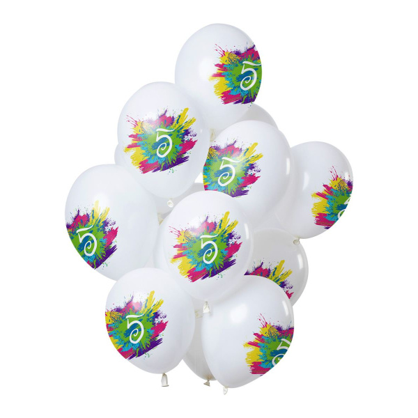 12 X NUMBER 5 COLOR SPLASH BALLOONS - 30CM