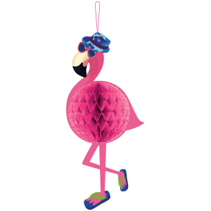 HONEYCOMB HANGING FLAMINGO - 58CM X 22CM