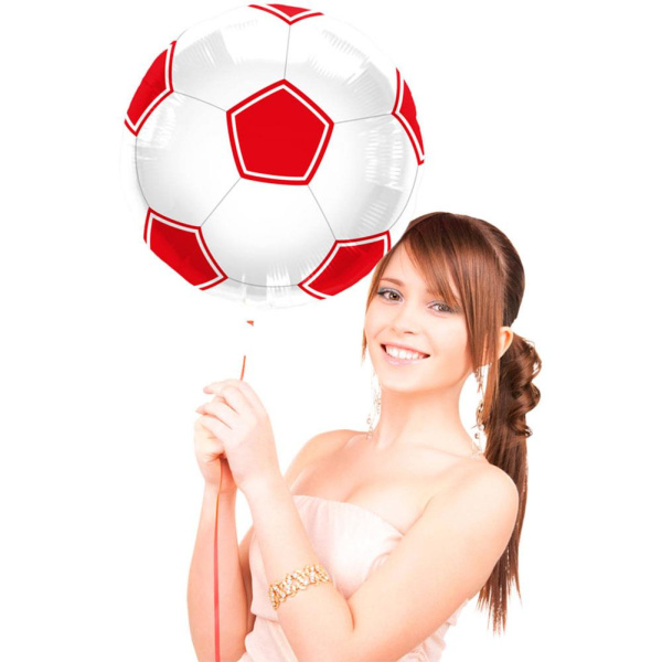 RED & WHITE FOOTBALL FOIL BALLOON - 43CM