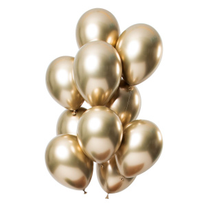 12 X GOLD MIRROR EFFECT BALLOONS - 33CM