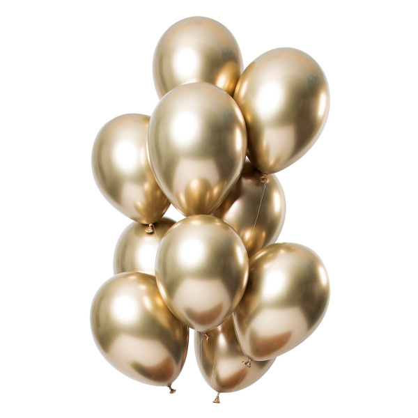 12 X GOLD MIRROR EFFECT BALLOONS - 33CM