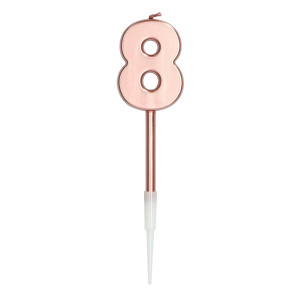 NUMBER 8 ROSE GOLD METALLIC CANDLE - 14CM