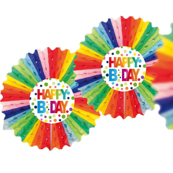 HAPPY B-DAY POLKA DOTS HONEYCOMB FAN - 45CM