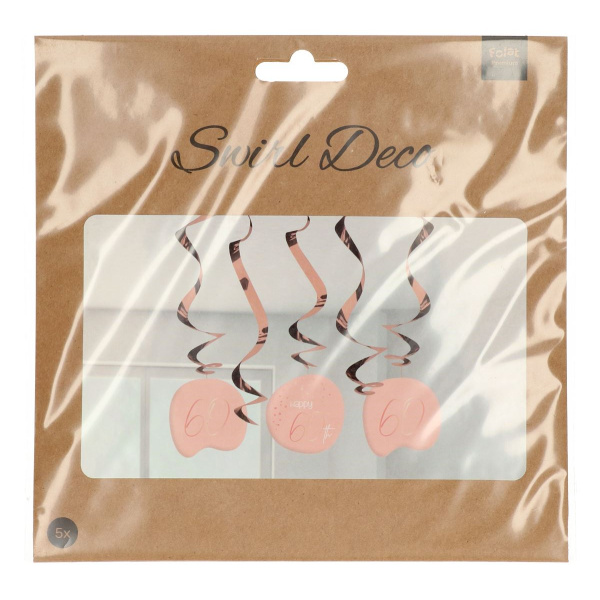 5 X 60TH BIRTHDAY LUSH BLUSH HANGING DECORATIONS