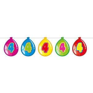 MULTICOLOURED 4TH BIRTHDAY BALLOON BUNTING - 10M