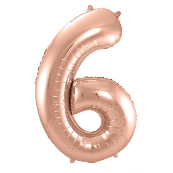 NUMBER 6 ROSE GOLD FOIL BALLOON - 86CM