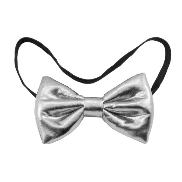 SILVER METALLIC BOW TIE