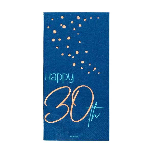 10 X 30TH BIRTHDAY TRUE BLUE NAPKINS - 33CM