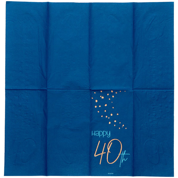 10 X 40TH BIRTHDAY TRUE BLUE NAPKINS - 33CM