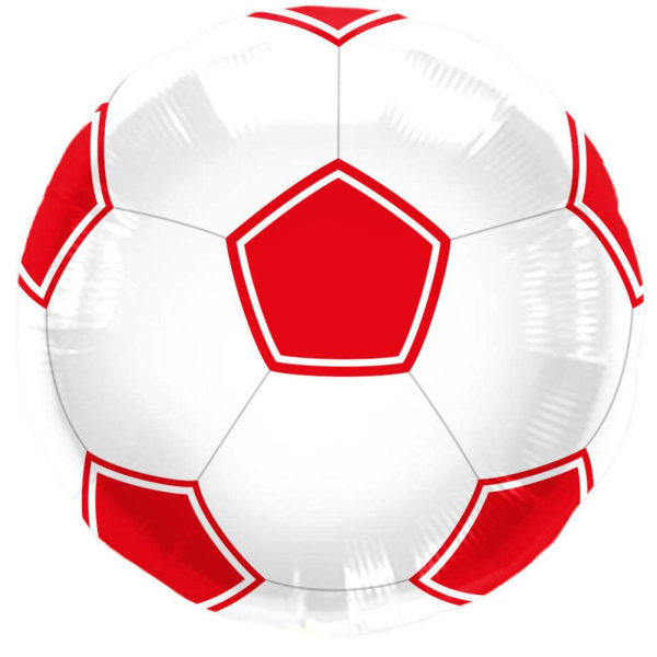 RED & WHITE FOOTBALL FOIL BALLOON - 43CM