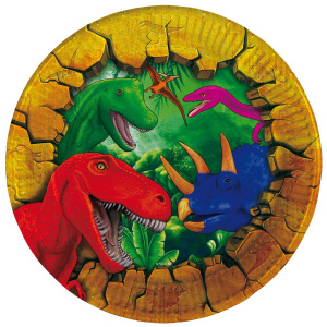 6 X DINOSAUR PARTY PLATES - 18CM