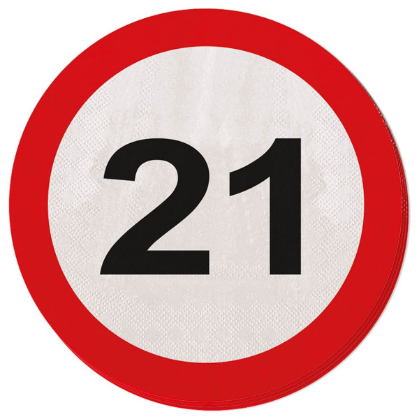 20 X 21ST BIRTHDAY PAPER NAPKINS TRAFFIC SIGNS - 33CM