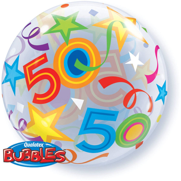 50TH BIRTHDAY COLOURFUL BUBBLE BALLOON - 56CM