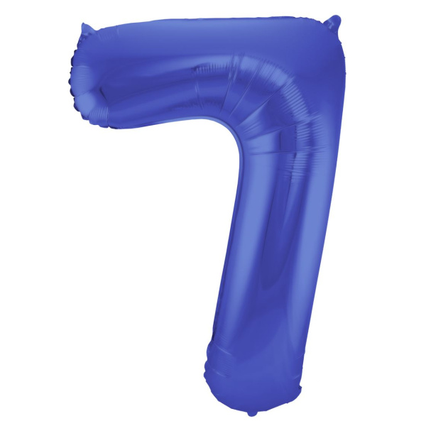 NUMBER 7 BLUE MATT METALLIC FOIL BALLOON - 86CM