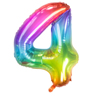 NUMBER 4 YUMMY GUMMY RAINBOW FOIL BALLOON - 86CM