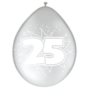 8 X 25TH SILVER ANNIVERSARY BALLOONS - 30CM