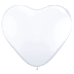 8 X WHITE HEART SHAPED BALLOONS - 30CM