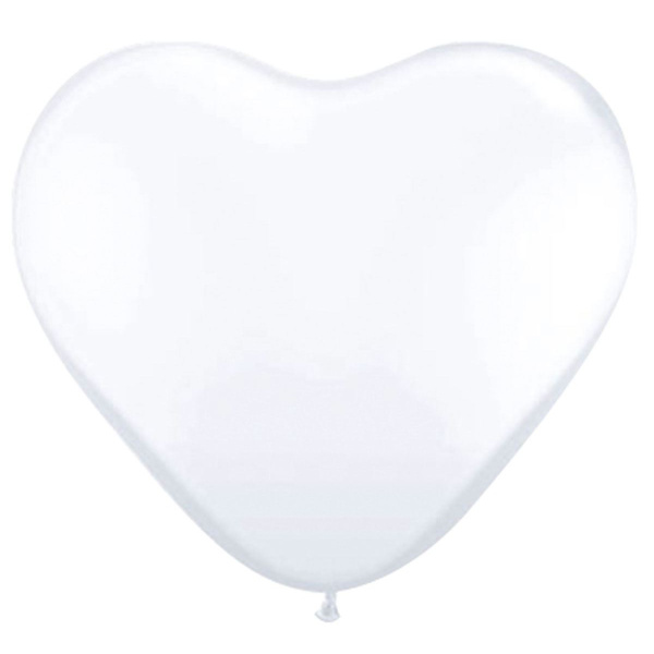 8 X WHITE HEART SHAPED BALLOONS - 30CM