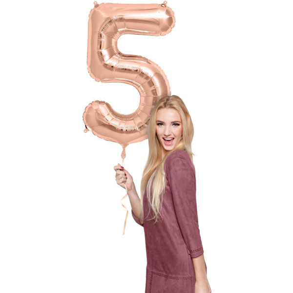 NUMBER 5 ROSE GOLD FOIL BALLOON - 86CM