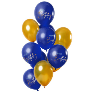 12 X HAPPY BIRTHDAY TRUE BLUE BALLOONS - 30CM