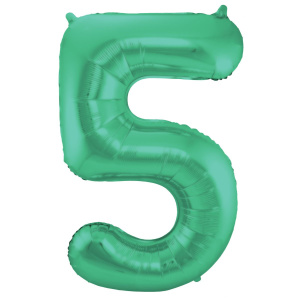 NUMBER 5 GREEN MATT METALLIC FOIL BALLOON - 86CM