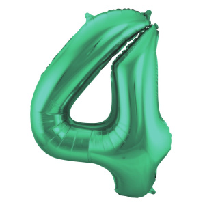 NUMBER 4 GREEN MATT METALLIC FOIL BALLOON - 86CM