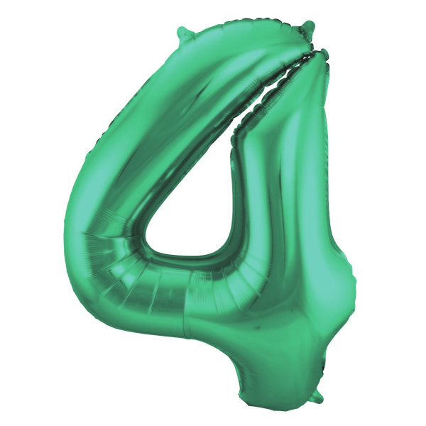 NUMBER 4 GREEN MATT METALLIC FOIL BALLOON - 86CM