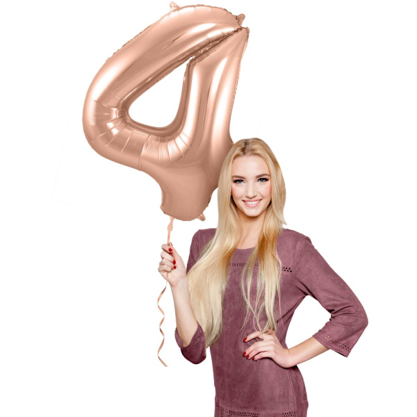 NUMBER 4 ROSE GOLD FOIL BALLOON - 86CM