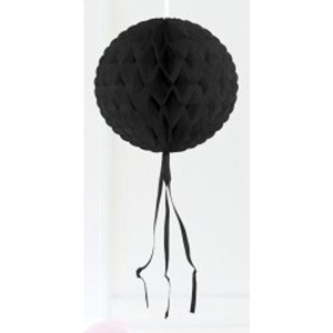 BLACK HANGING HONEYCOMB BALL - 30CM