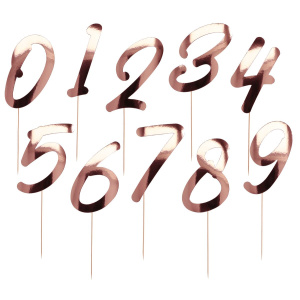 ROSE GOLD LUSH BLUSH NUMBER BIRTHDAY CAKE TOPPERS - 15CM