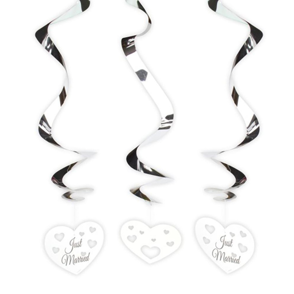 3 X JUST MARRIED HANGING WHIRLS