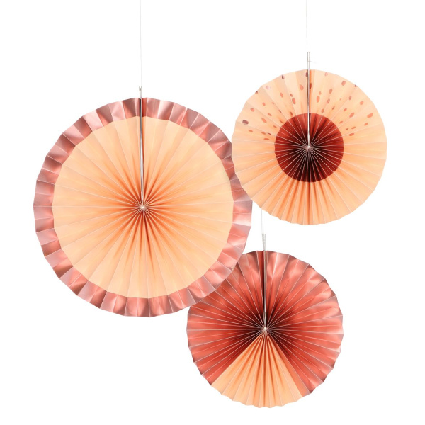 3 X LUSH BLUSH HONEYCOMB FANS - 25CM - 35CM