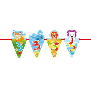 3RD BIRTHDAY CHILDREN'S ANIMAL TRIANGLE BUNTING - 6M