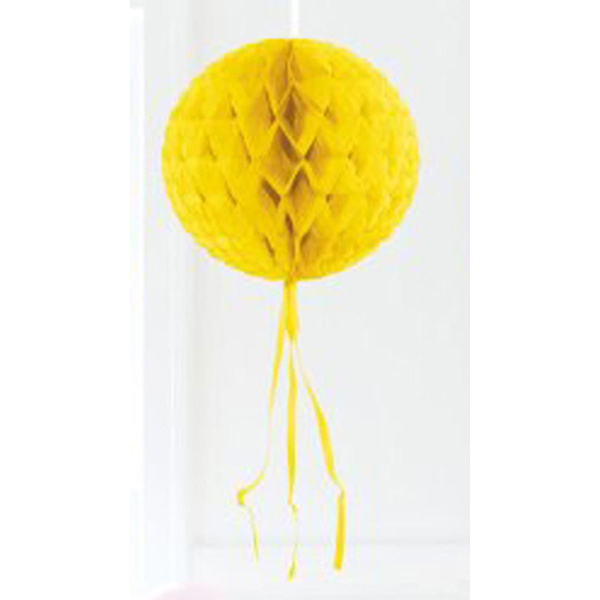 YELLOW HANGING HONEYCOMB BALL - 30CM