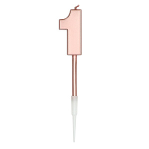 NUMBER 1 ROSE GOLD METALLIC CANDLE - 14CM