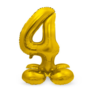 NUMBER 4 GOLD FOIL BALLOON WITH BASE - 72CM