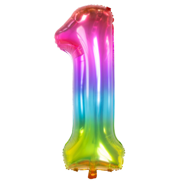 NUMBER 1 YUMMY GUMMY RAINBOW FOIL BALLOON - 86CM