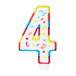 XL MULTICOLOURED NUMBER 4 CANDLE - 12.5CM